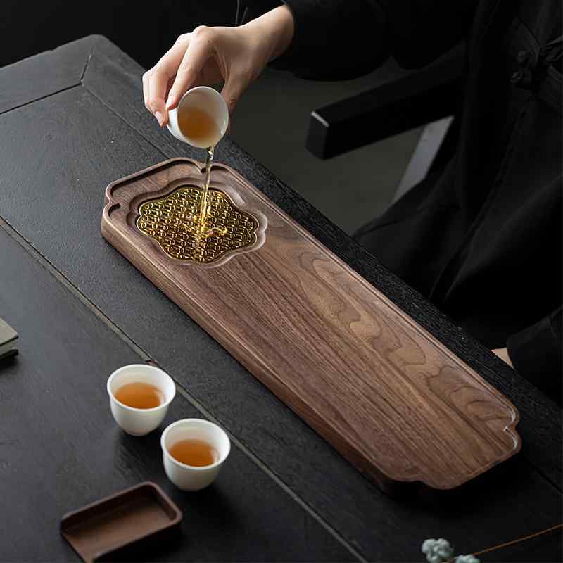 茶盤 醇乎たる材 ブラックウォールナット 乾湿両用 乾泡台 身寄り用 水抜き役立つこと付き添い人 小型 矩形 今めかしい 分かりやすい 紅茶一皿 リビング 書房 見舞い客用