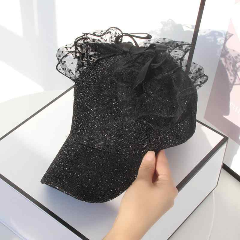 キャップ レディース 女性用 ブラック 黒 ベースボールキャップ レース リボン 上品 エレガント フェミニン かわいい ポリエステル素材 アジャスター付き お出かけ 普段使い 旅行