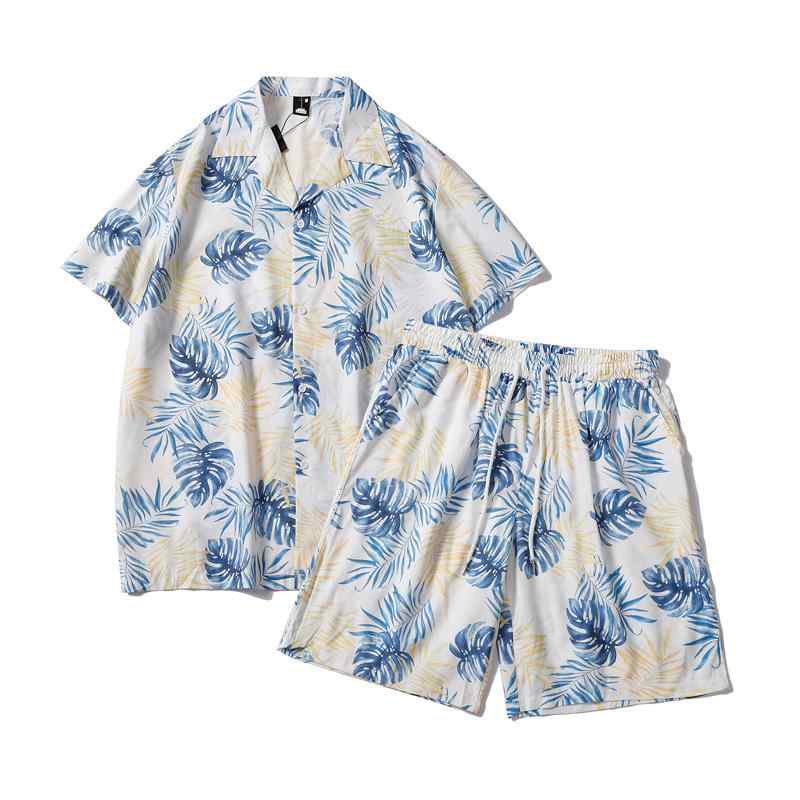 セットアップ メンズ 半袖 花柄シャツ トップス カジュアル スタイリッシュ ビーチ リゾート スポーツ カップル ペア 春夏 ポリエステル