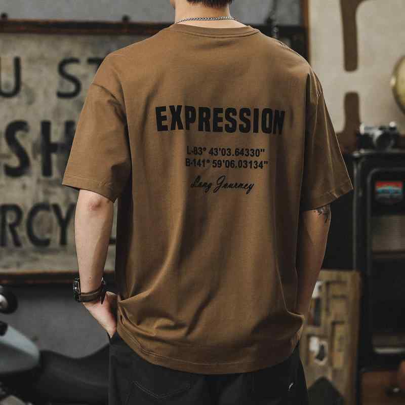Tシャツ メンズ 夏 アメカジ ヘビーウェイト 綿100% レタリングプリント クルーネック 半袖 ドロップショルダー オーバーサイズ ビッグシルエット ゆったり ストリート カジュアル トレンド 通気性