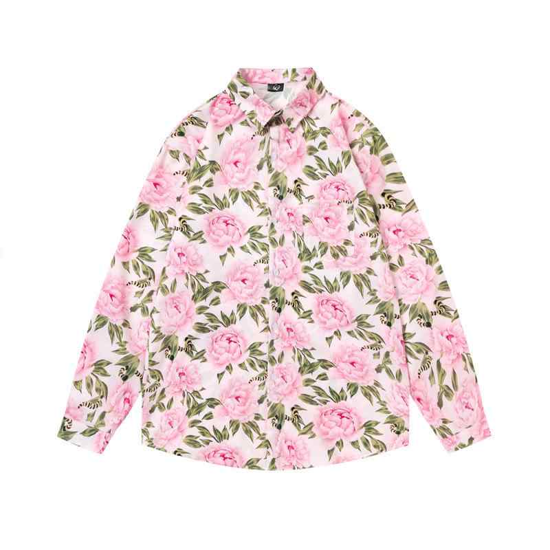 シャツ メンズ レトロ ヴィンテージ 小花柄 ゆったり ルーズシルエット 長袖 トップス 春夏秋 カジュアル 大人こなれ感 ストリート デザイン性