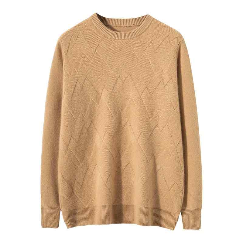 ニット メンズ 男性用 カシミヤ ウールブレンド クルーネック 丸首 プルオーバー ゆったり リラックスフィット 席編み 厚手 肉厚 カジュアル 通勤 秋冬｜way-ugo