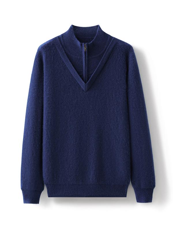 ニット メンズ 男性用 純カシミヤ モックネック ハーフジップ プルオーバー 厚手 長袖 ビジネスカジュアル オフィスカジュアル 高級感 上質 秋冬 16,725円