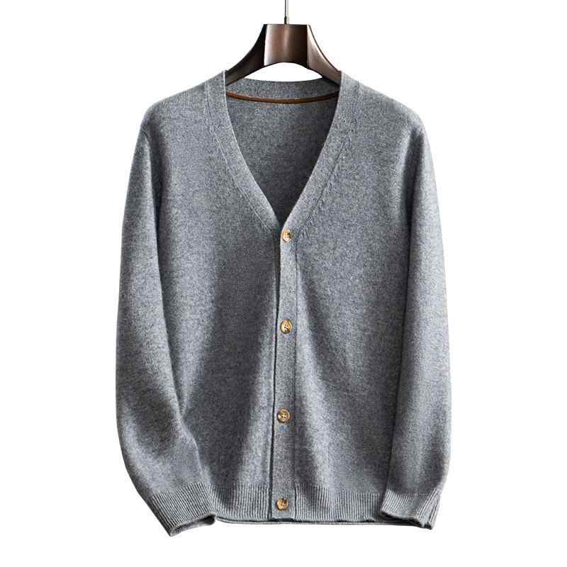 ニット メンズ 男性用 Vネック カシミヤ 羊毛 セーター カーディガン 秋冬 厚手 シンプル 上品 保温 都市 大人 ビジネス カジュアル 普段使い 紳士 無地｜way-ugo 10,294円