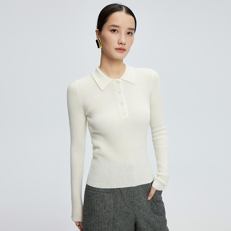編み物 レディース ポロ襟 カシミール 毛糸 ティーシャツ スウェーター 秋冬 雅びやか 雅びやか か細い填まる 通い 執務室 商行為 肌付き 重ね着 羽織り 長袖 無地