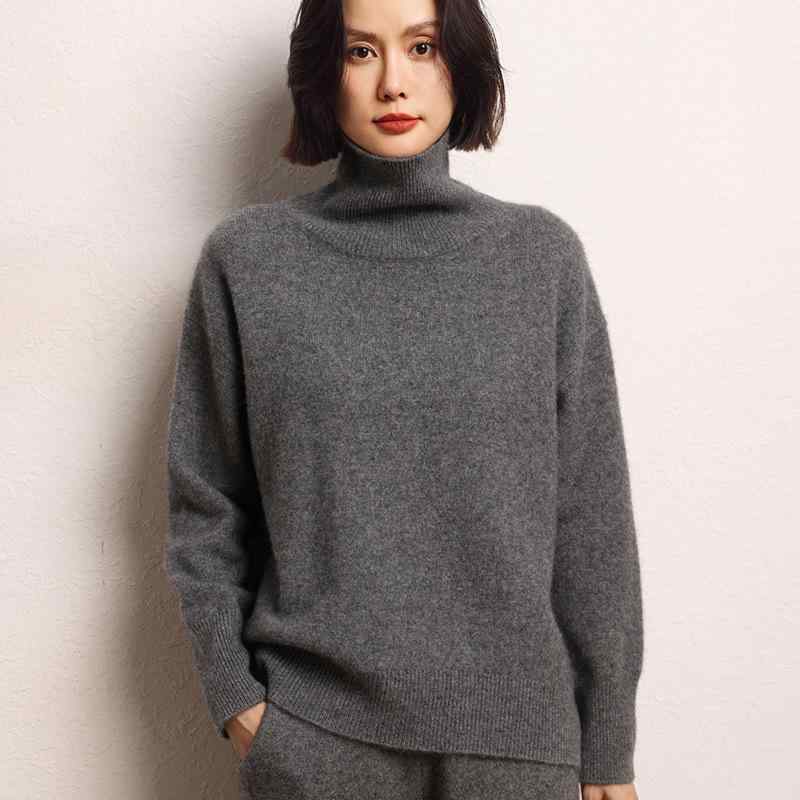 ニット レディース オーバーサイズ ゆったり カシミヤ ウール混 ハイネック 厚手 プルオーバー セーター カジュアル デイリー 通勤 長袖 トップス｜way-ugo