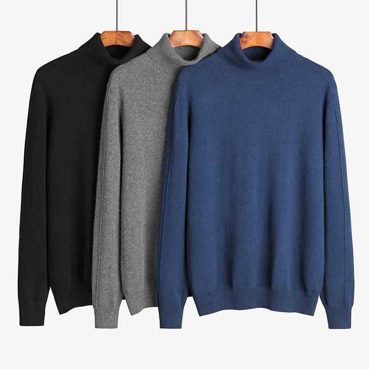 カシミヤセーター メンズ 男性用 95%以上ピュアカシミヤ タートルネック ハイネック ニット プルオーバー 秋冬 無地 長袖 スリムフィット 普通厚 カジュアル 普段使い ミドルエイジ向け