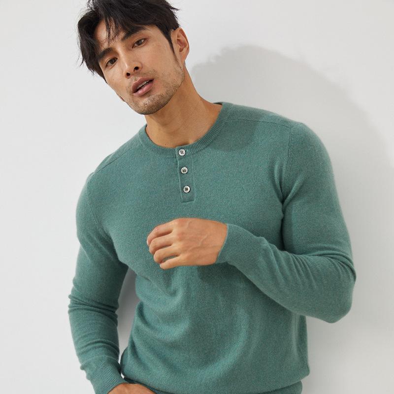 編み物 メンズ 成人男性用 100% カシミール ハーフジップ 労働者の一団首っ玉 ティーシャツ 長袖 ゆったり ルーズフィット 無地 春夏 通い 商行為 デイリー若い者 スウェーター