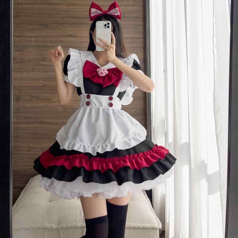 コスプレ衣装 レディース 大人用 吸血鬼 小悪魔 メイド ゴスロリ 黒赤 ハロウィン アニメ キャラクター イベント 仮装 ポリエステル