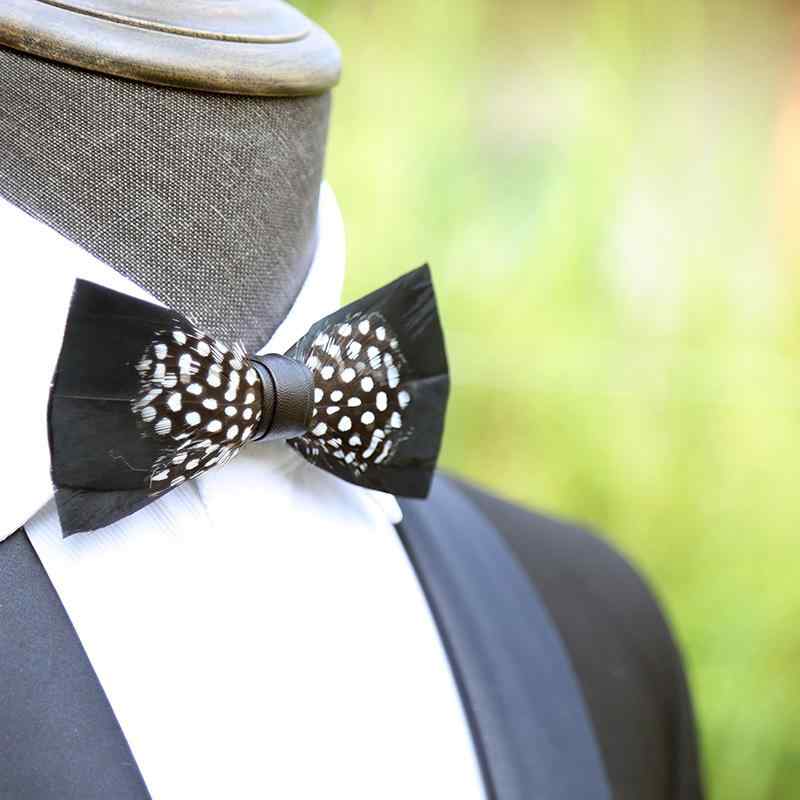 蝶ネクタイ メンズ ユニセックス 男性用 ブラック フェザー 結婚式 ウェディング パーティー 宴会 二次会 披露宴 フォーマル イブニング ハンドメイド ポリエステル ボウタイ