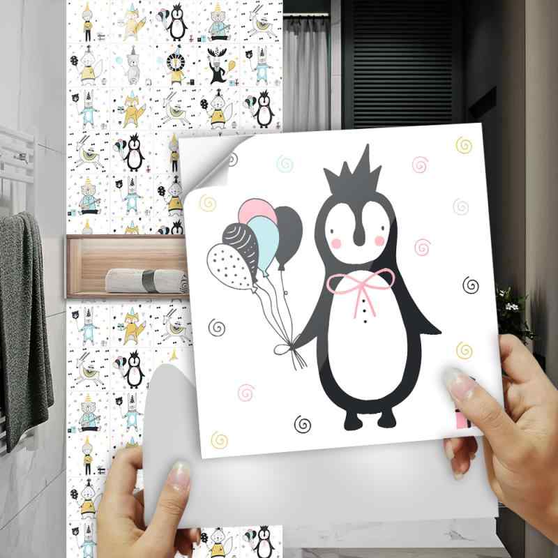 タイルシール 10枚セット カートゥーン柄 イラスト キッチン 浴室 バスルーム 洗面所 リビング 寝室 子供部屋 模様替え リフォーム DIY ウォールステッカー 壁紙シート 防湿 防汚 防カビ PVC素材