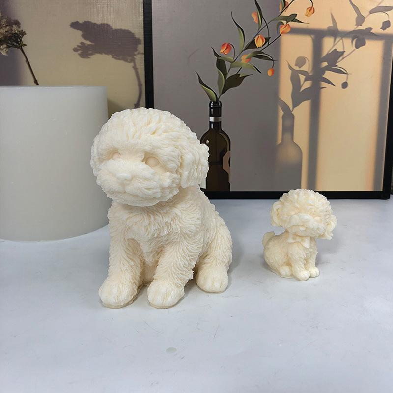 シリコンモールド テディ犬 トイプードル 子犬 小型犬 立体 動物 アニマル アロマキャンドル レジン 石膏 置き物 オブジェ インテリア DIY ハンドメイド クラフト 手芸 制作