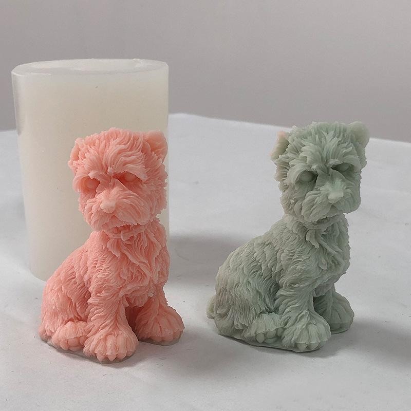 シリコンモールド 西高地テリア 子犬 動物型 アロマキャンドル レジン アロマストーン 石膏 置物 作成 手作り ハンドメイド DIY クラフト 型