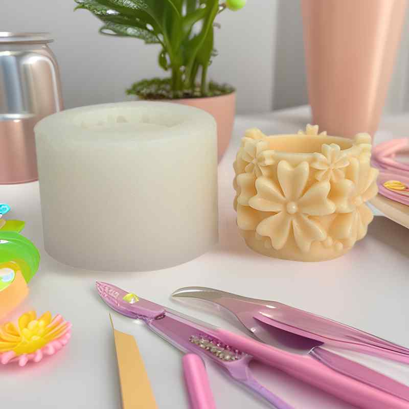 シリコンモールド 五弁花 花形 多肉植物鉢 プランター 石膏 レジン エポキシ樹脂 セメント アロマキャンドル ろうそく オブジェ DIY ハンドメイド 手芸 型抜き