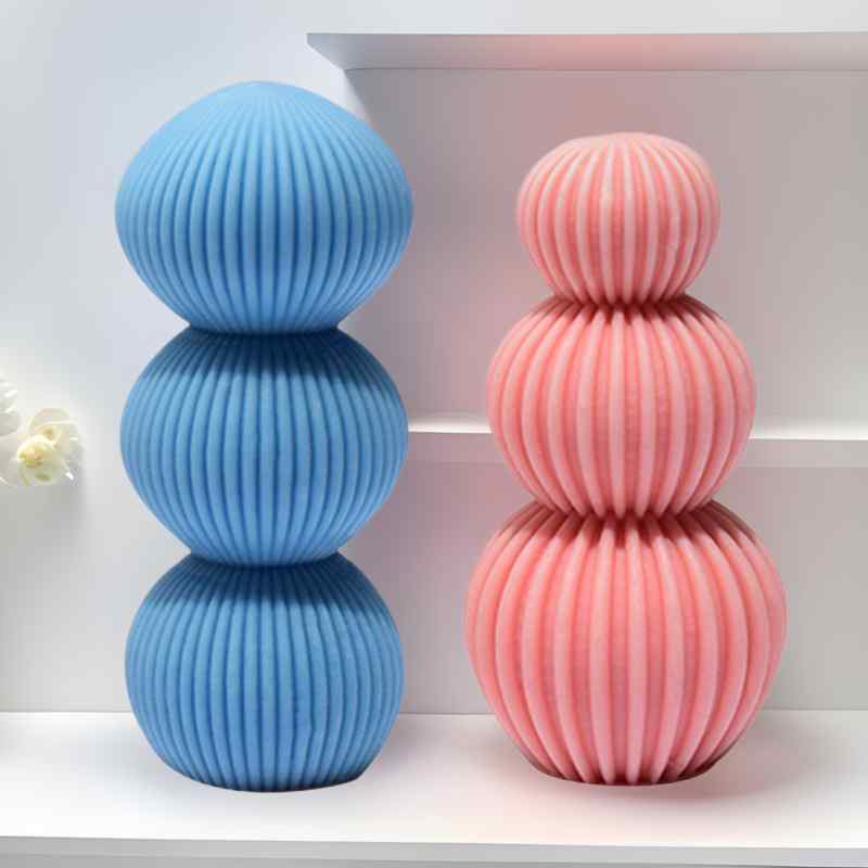 シリコンモールド 3D 立体 不規則ストライプ 円柱 キャンドル 石膏 レジン アロマ 手作り DIY クラフト オブジェ インテリア雑貨