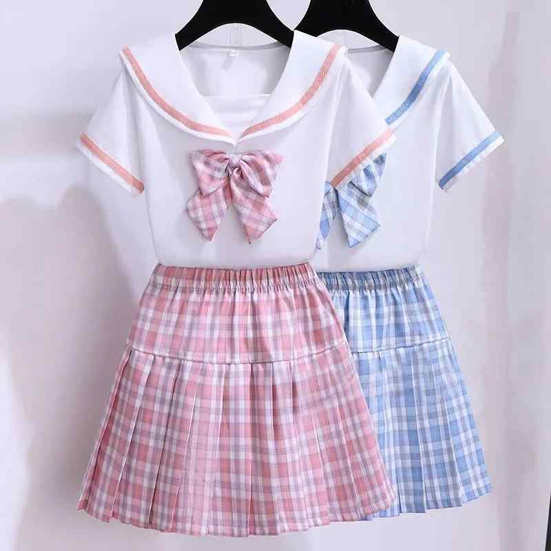 セットアップ ガールズ ジュニア 女の子 小中学生 上下セット 春夏 半袖 スクール風 JK制服 プリンセス風 かわいい おしゃれ 柔らか素材 2点セット スカート 綿混 ポリエステル イラスト柄 通学 普段使い カジュアル ピンク ブルー 4,831円