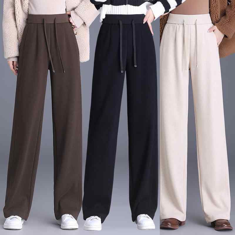 パンツ レディース ウール テンセル混 ワイドストレート フルレングスパンツ 秋冬 高級感 着回し 万能 ハイウエスト スリム 落ち感 厚手 あったか おしゃれ 通勤 オフィス ポケット付き ストレッチ|way-ugo