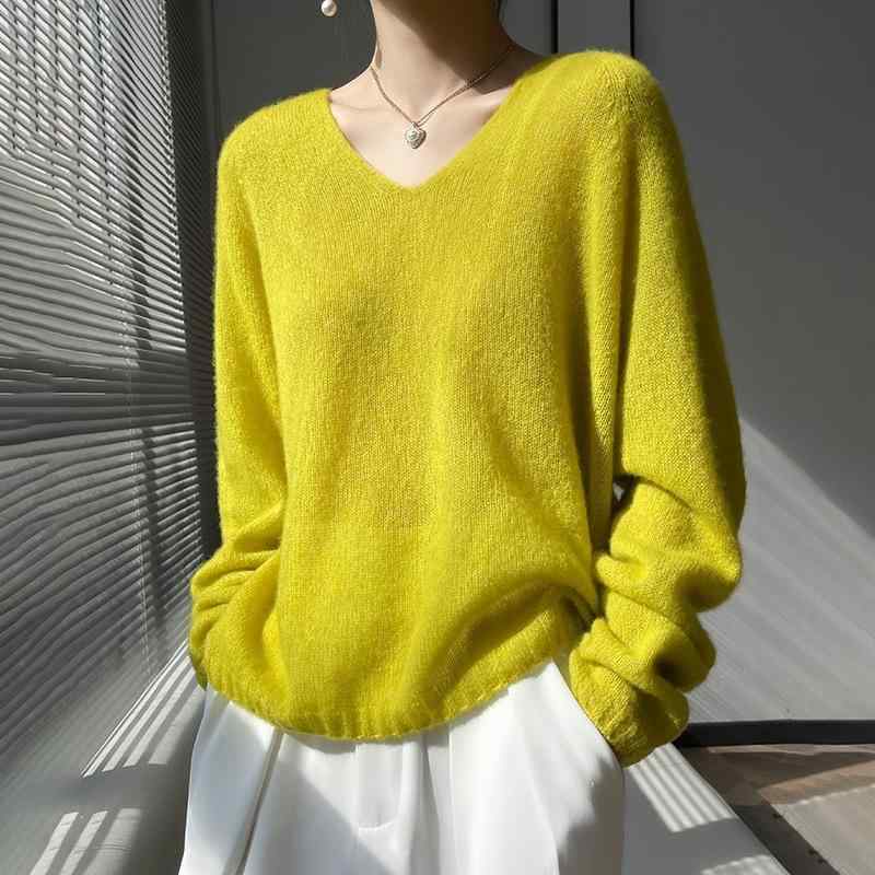 ニット レディース カシミヤ シルク Vネック プルオーバー ゆったり リラックス シームレス 柔らか なめらか セーター 無地 薄手 長袖 秋冬 普段使い オフィス カジュアル 上品