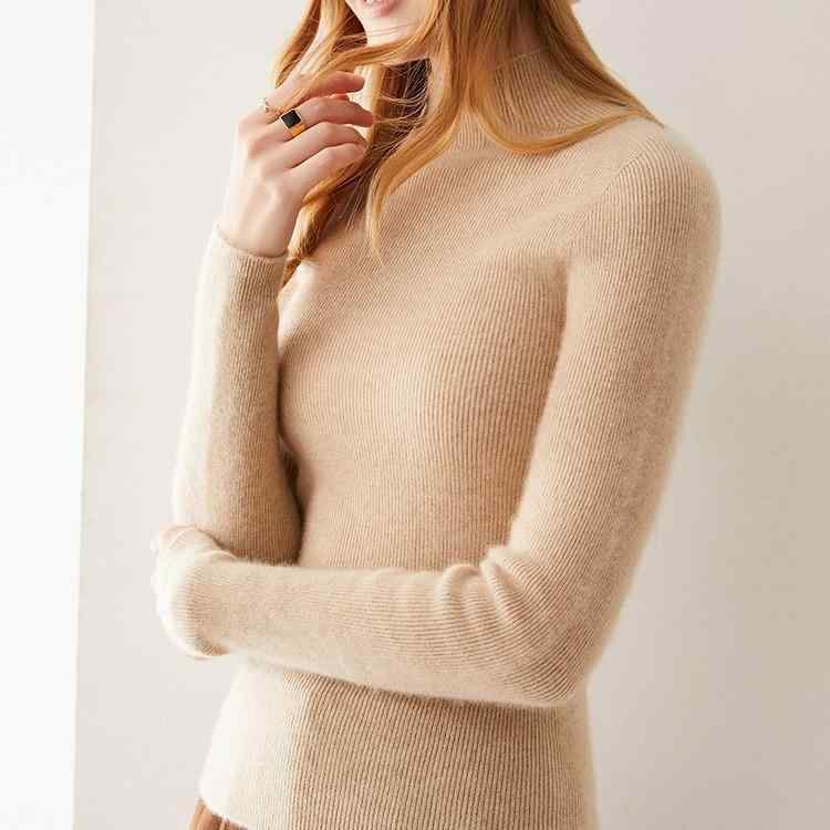 ニット レディース カシミヤ100% ハイネック プルオーバー 秋冬 リブ編み スリムフィット セーター 普段使い オフィス カジュアル 保温 柔らかな肌触り