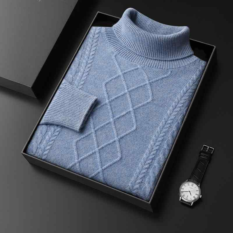 ニット メンズ 柔らかな カシミヤ ウール混 ハイネック タートルネック 厚手 プルオーバー 長袖 ゆったり ルーズフィット オーバーサイズ 無地 セーター 秋冬 暖かい 防寒 普段使い カジュアル