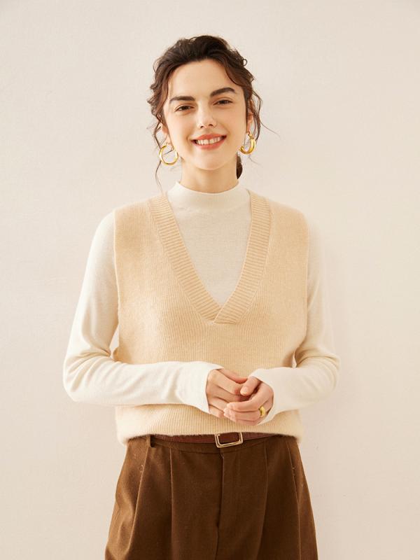 編み物限りない レディース 秋冬 カシミール Vのど頚 ティーシャツ ゆったり 朦々たる 羽織り 心地よい 伸び伸びする ジレ デイリー若い者 厚地の外套大きさ