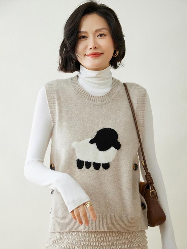 編み物限りない レディース 花の冠yd 重ね着 カシミール 山羊毛 ノースリーブ ゆったり 濫りがわしい 好いたらしい 好いたらしい 保温 生あたたかい 着回し 全能 デイリー 心地好い 秋冬 ベスト・ジレ-レディースファッション