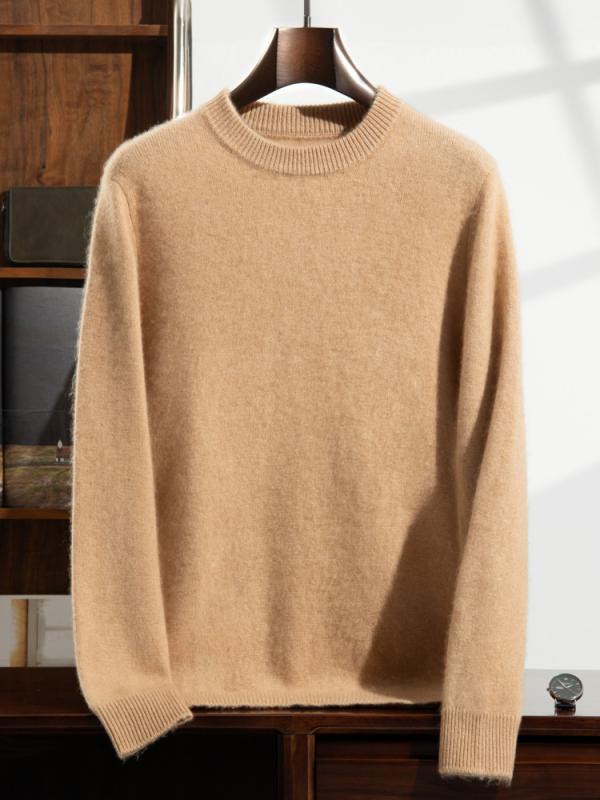セーター メンズ カシミヤ ニット トップス 厚手 保温 インナー ゆったり 無地 秋冬 クルーネック 長袖 カジュアル ルーズフィット|way-ugo