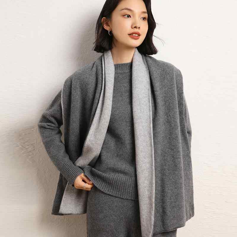 ストール レディース 秋冬 カシミヤ ニット 柔らか 優しい肌触り 保温 厚手 バイカラー 配色 おしゃれ 万能 普段使い|way-ugo