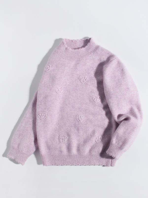 ニット キッズ 女の子 カシミヤ セーター 秋冬 厚手 裏起毛 クルーネック 長袖 プルオーバー あったか 防寒 トップス インナー 子供服 ガールズ かわいい おしゃれ 韓国風 カジュアル バイオレット|way-ugo