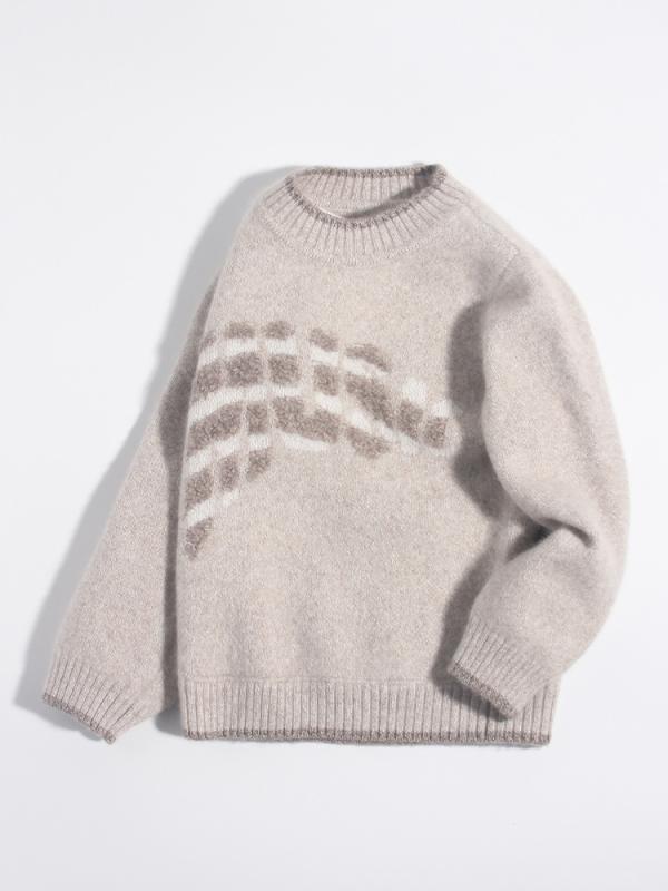 ニット 男の子 ベビーキッズ ピュアカシミヤ100% 厚手 ソフトタッチ プルオーバー 長袖 丸首 アルファベット ロゴ カジュアル 秋冬 親子コーデ|way-ugo