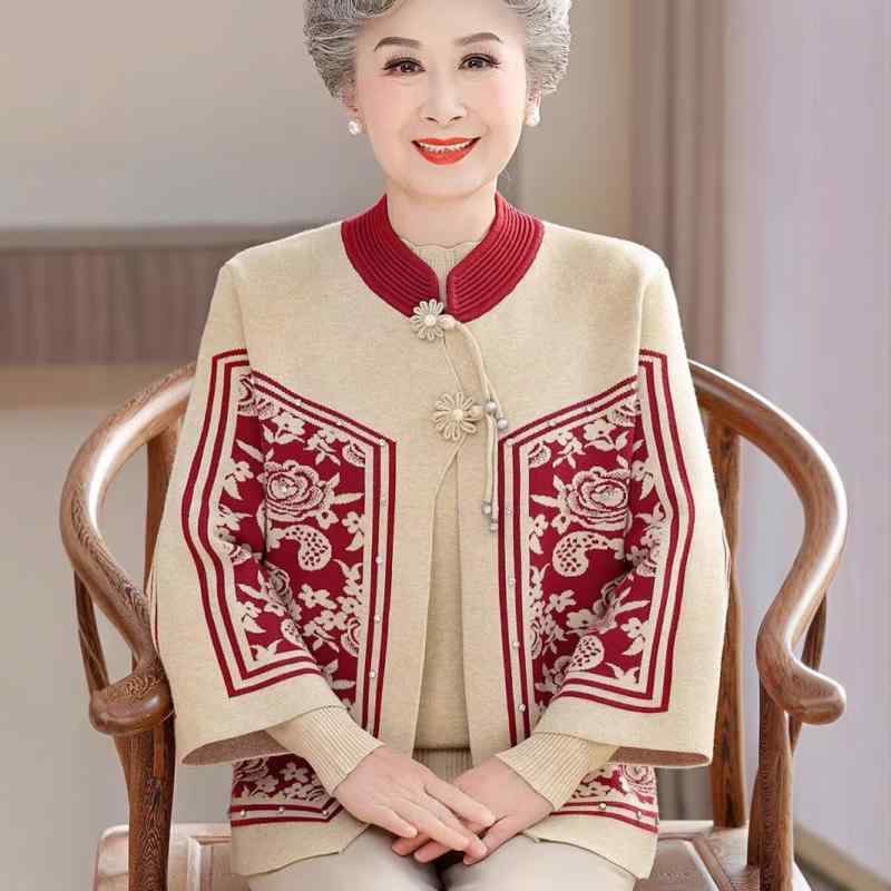 ニットアンサンブル ミセス 女性用 中高年向け ゆったり カーディガン 2点セット トップス 春夏 柔らかいニット 体型カバー お洒落 エレガント きれいめ 普段使い お出かけ 上品｜way-ugo