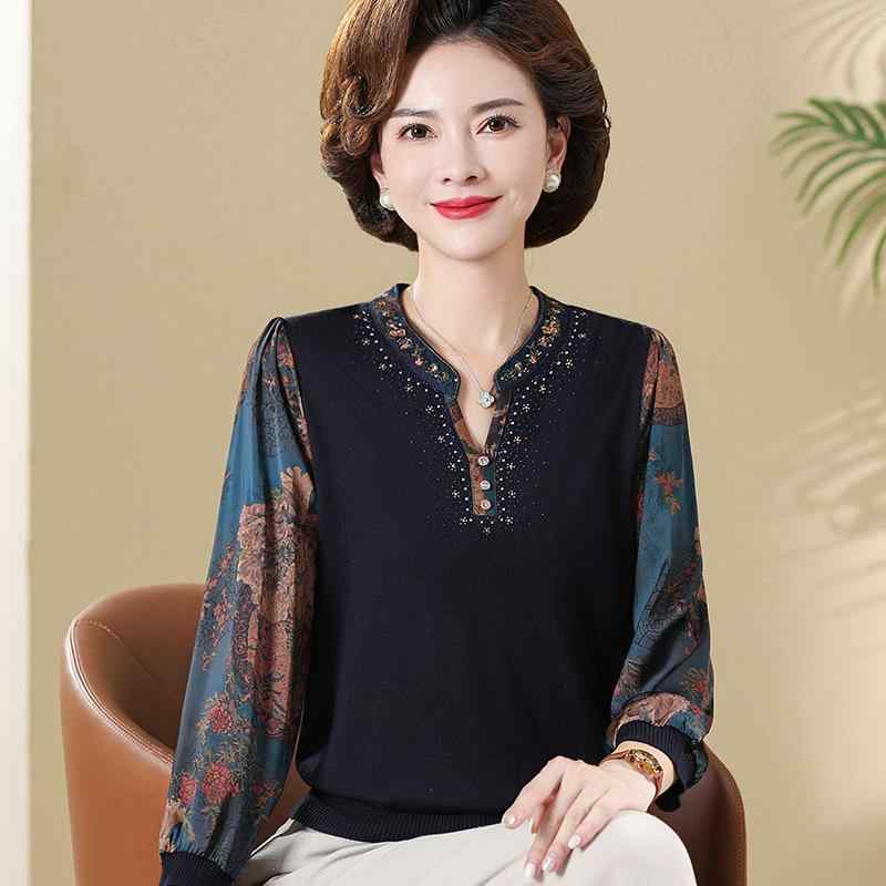 Tシャツ レディース 40代 50代 ミセス 長袖 インナー 春秋 カットソー トップス ニット ウール素材 普段使い ネイビー レッド グリーン