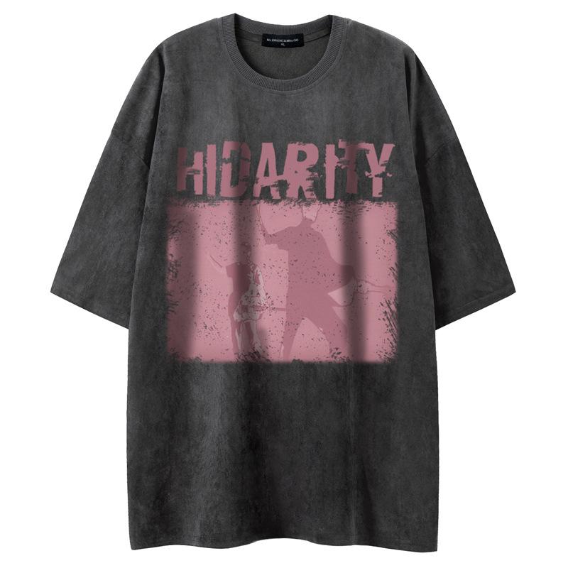 Tシャツ メンズ アメリカンレトロ 抽象画 人物プリント ヒップホップ ストリート ゆったり ルーズフィット 半袖 春夏 クルーネック ポリエステル 通気性 普段使い カジュアル カップル ペアルック
