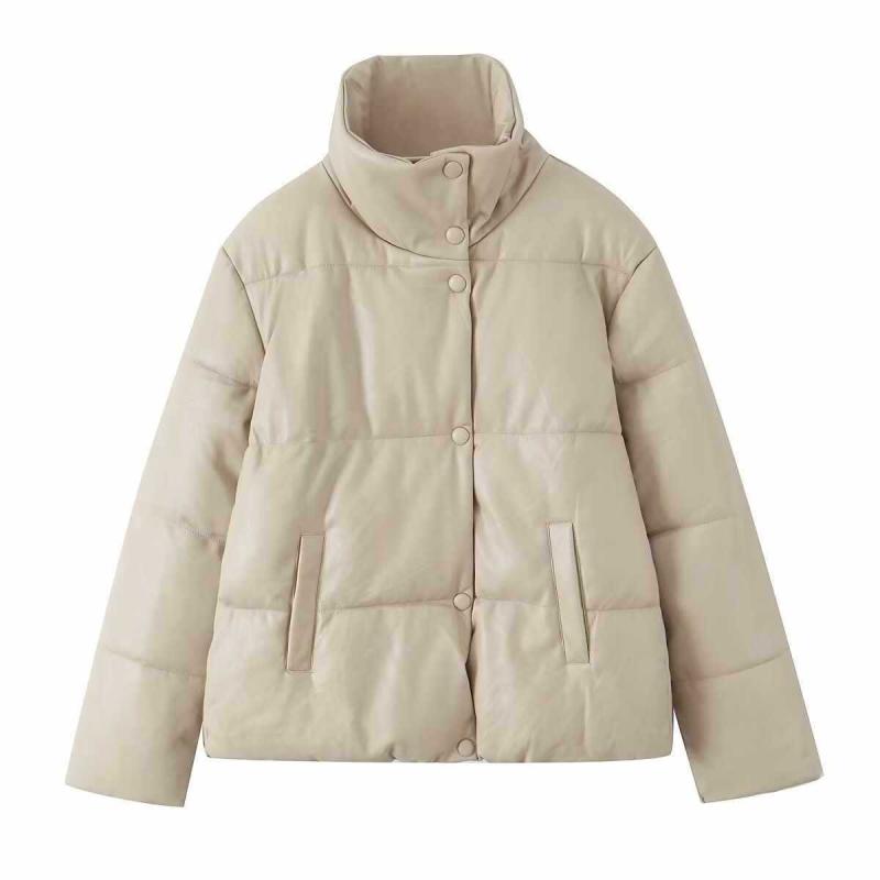 アウター レディース 中綿ジャケット ジャンパー スタンドカラー 長袖 ゆったり オーバーサイズ 欧米風 ストリート カジュアル 厚手 防寒 秋冬 ベージュ