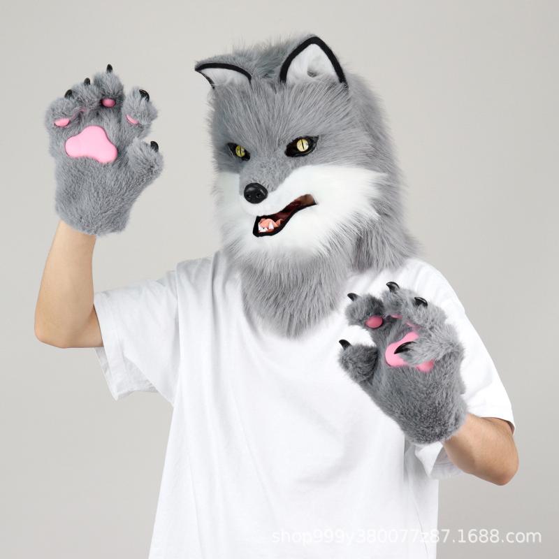 コスプレ衣装 大人用 ハロウィン リアル オオカミ ウルフ 獣頭 マスク 獣爪 フルセット 本格的 アニマル 仮装 変装 イベント パーティーグッズ 6,038円