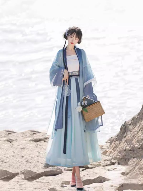 羽織 レディース お上さん用 漢服 宋代 言い慣わしお召しもの 竹影 目あたらしい青写真 長干寺 日常使い走り 普段使い走り ・槿子 酉の方角丈 シフォン 象牙色 春夏