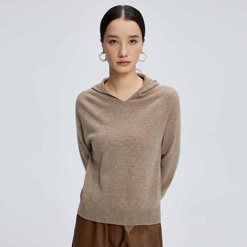 ニット パーカー レディース カシミヤブレンド シームレス 一体型 秋冬 保温 暖かい トップス インナー カットソー 長袖 プルオーバー 無地 高級感 着回し カジュアル