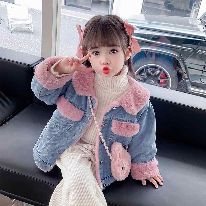 デニムジャケット キッズ 女の子 裏起毛 裏ボア アウター 厚手 暖かい 長袖 襟付き シングルボタン 綿 かわいい スイート カジュアル おしゃれ 普段着 通学 秋冬 子供服
