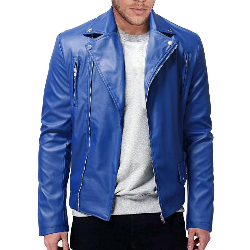 PUレザージャケット メンズ 男性用 スタンドカラー パンク ライダースジャケット アウター ゆったり ショート丈 ジップアップ 春秋 カジュアル 立体ポケット
