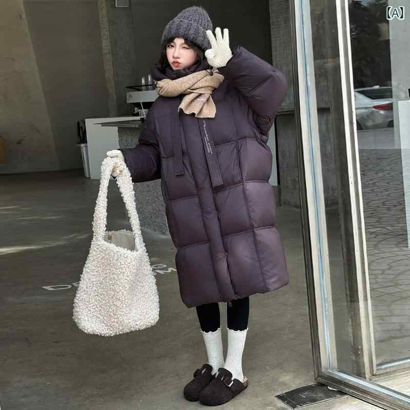 ダウンジャケット 女の子 ジュニア ロング丈 フード付き 冬 厚手 暖かい ホワイトダックダウン ゆったり おしゃれ 韓国風 カジュアル 通学 普段使い 柔らかい ジップアップ ポリエステル 黒 ブラック