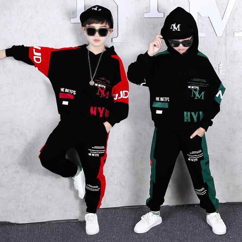 セットアップ キッズ ジュニア 男の子 春秋 フード付き パーカー スウェット 上下セット ロングパンツ 綿混 カジュアル スポーティ 通園 通学 普段着 おしゃれ レッド グリーン