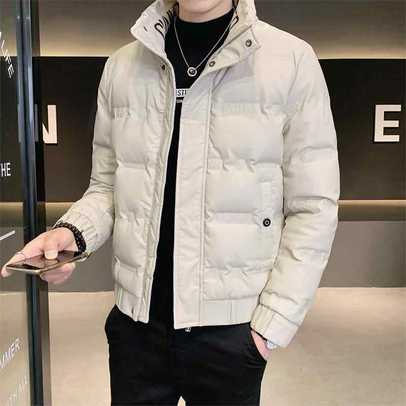 ダウンジャケット メンズ 男性用 PUレザー フェイクレザー 革 ショート丈 厚手 スタンドカラー 立ち襟 スリムフィット スタイリッシュ 保温 防寒 アウター カジュアル ホワイトダックダウン 秋冬
