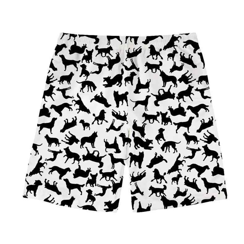 ビーチパンツ メンズ オリジナル カスタムプリント 犬柄 総柄 速乾 ポリエステル 伸縮性 薄手 スイムショーツ プール リゾート マリンスポーツ 夏用