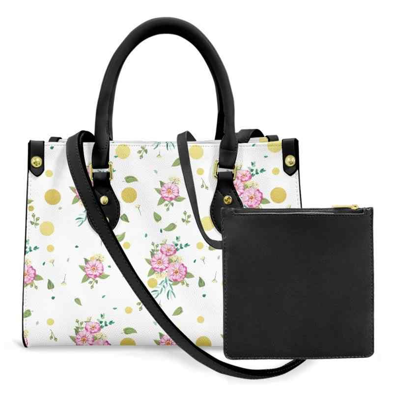 ハンドバッグ レディース PU フェイクレザー バケツ型 トートバッグ 鞄 フラワー柄 花柄 小花柄 菊柄 総柄 熱転写プリント 欧米風 トレンド おしゃれ ファッション ジップ開閉 内部ポケット 日常使い 普段使い