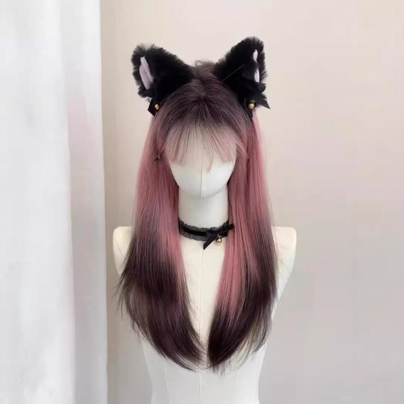 フルウィッグ レディース 女性用 ロングストレート 前髪あり ピンクグラデーション シャム猫風 自然な質感 ナチュラル 耐熱ファイバー 高品質 かつら 普段使い イメージチェンジ