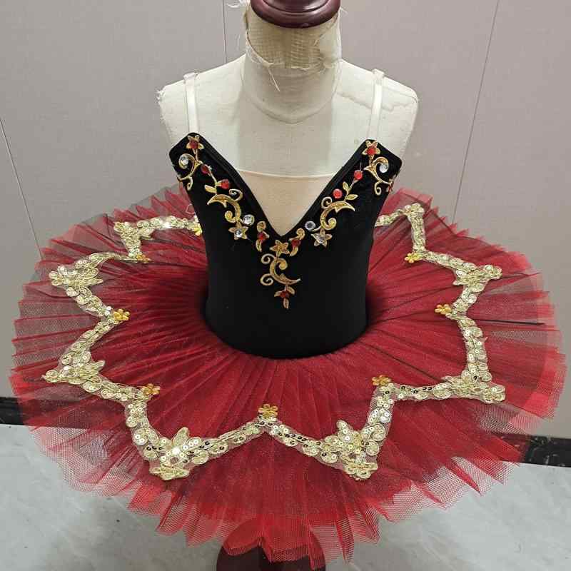 ダンス バレエ キッズ 女の子 レオタード ドレス チュールスカート キャミソール 発表会 競技用 練習着 伸縮性 黒 レッド 春夏