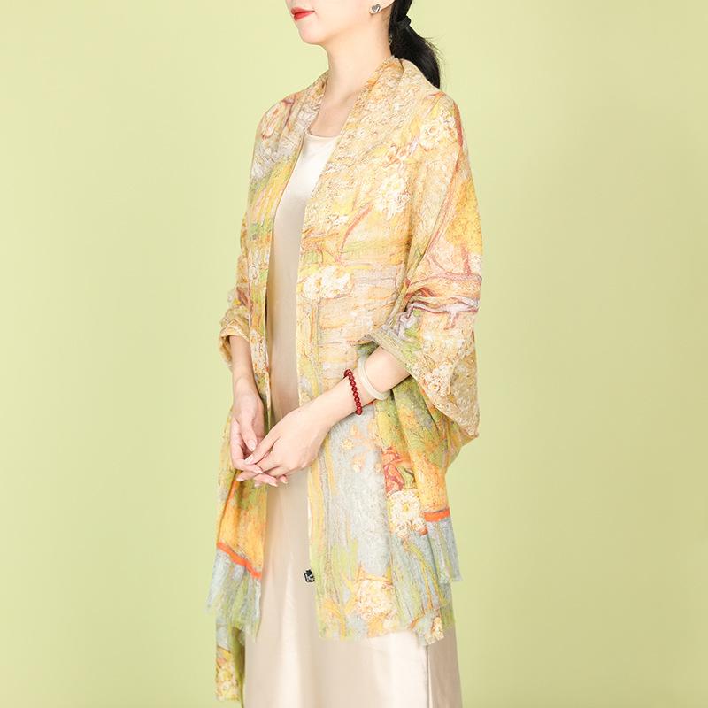 ストール ショール レディース 女性用 100%カシミヤ ピュアカシミヤ 植物柄 花柄 大判 上品 高級感 ファッション 通勤 普段使い