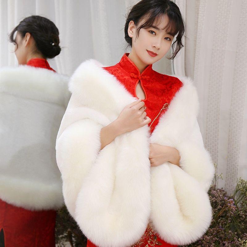 ショール レディース 秋冬 結婚式 ブライダル ウェディング フェイクファー フォックスファー調 ミンク調 アウター 羽織り フォーマル パーティー ドレスアップ あったか 保温 チャイナドレス