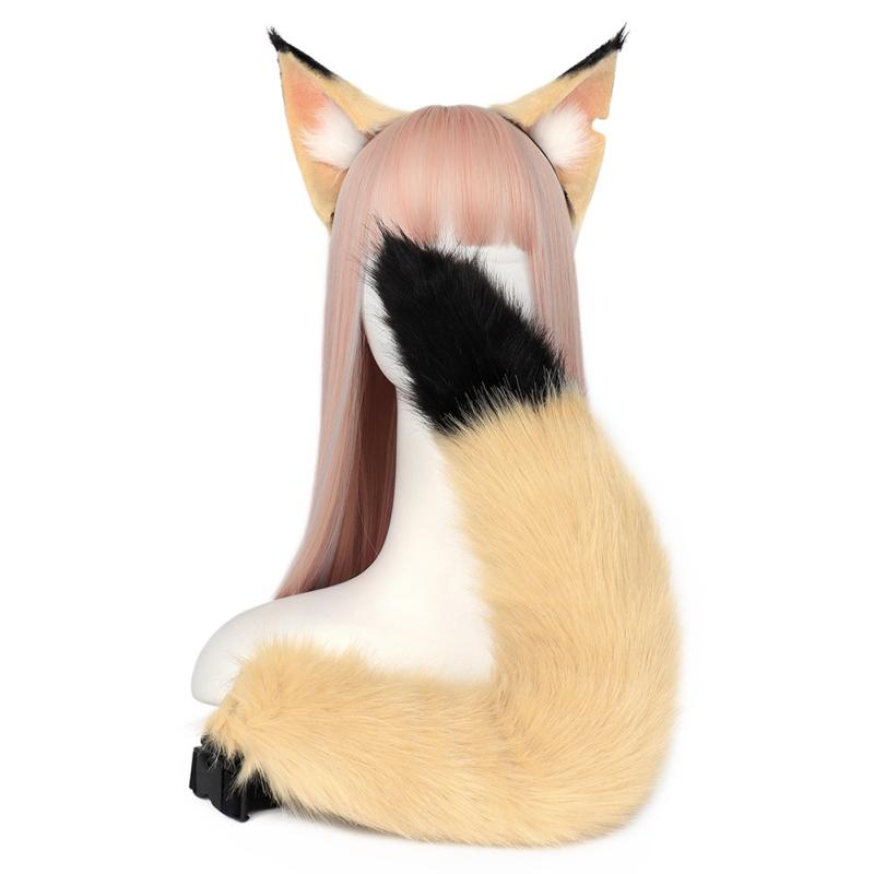コスプレ小物 キッズ キツネ耳 アニマルイヤー かわいい ふわふわ フェイクファー ヘアバンド カチューシャ 尻尾 アニマルテール もこもこ なりきり 仮装 ハロウィン イベント 誕生日 パーティー セット