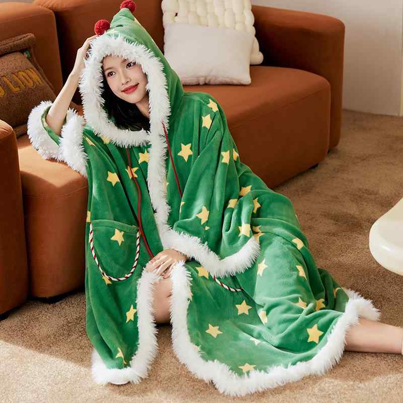 ルームウェア レディース 秋冬 かわいい グリーン系 クリスマス 雪だるま柄 スター キャラクター フランネル 厚手 あったか ふわふわ 保温 部屋着 パジャマ 寝巻き ワンマイルウェア セット